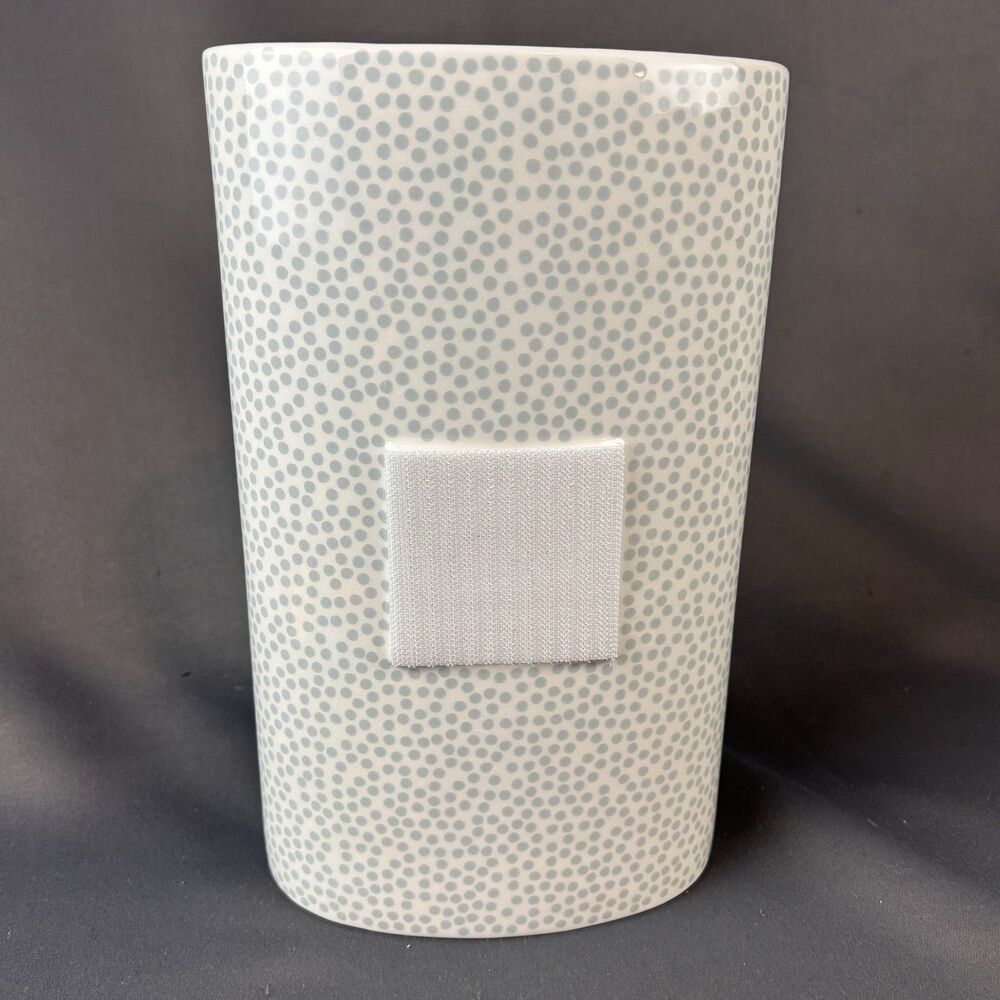 Happy Everything Coton Colors Laura Johnson Gray Polka Dot Oval Vase 10" Tall